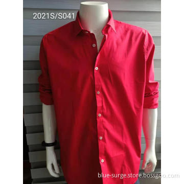 Customized Design Dark Red Solid Color Men's Shirts